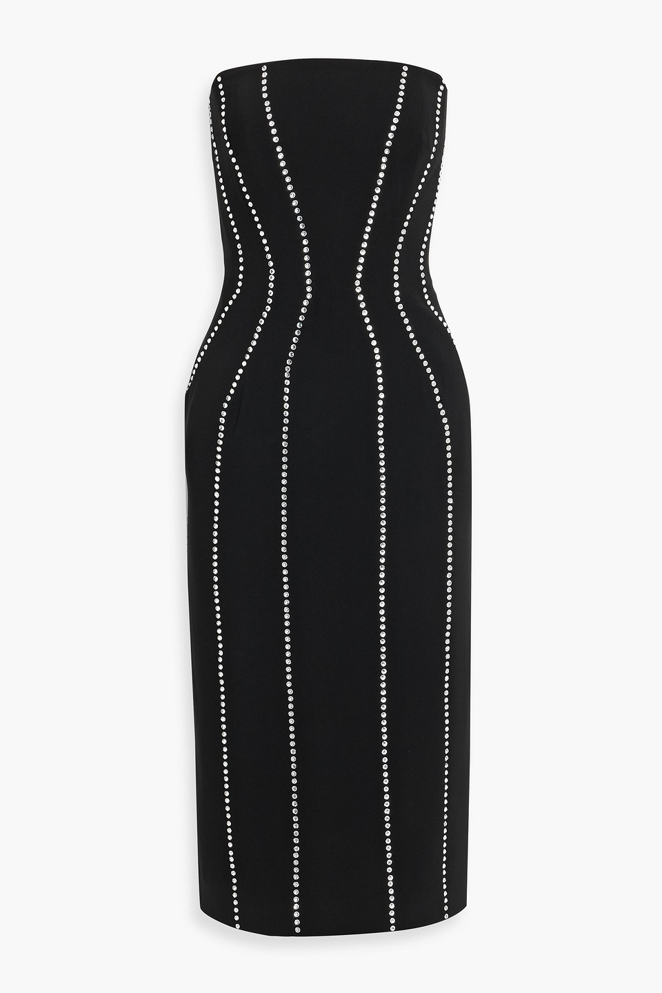 jenny packham - verity strapless crystal-embellished crepe midi dress - black - uk 6