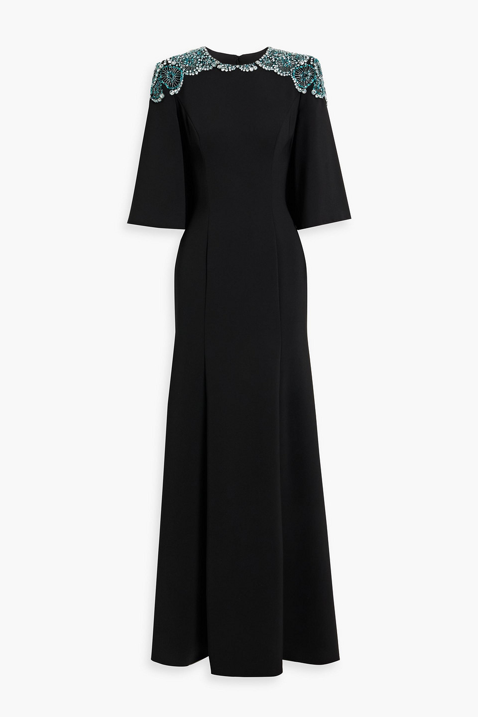 jenny packham - daza embellished crepe gown - black - uk/au 10