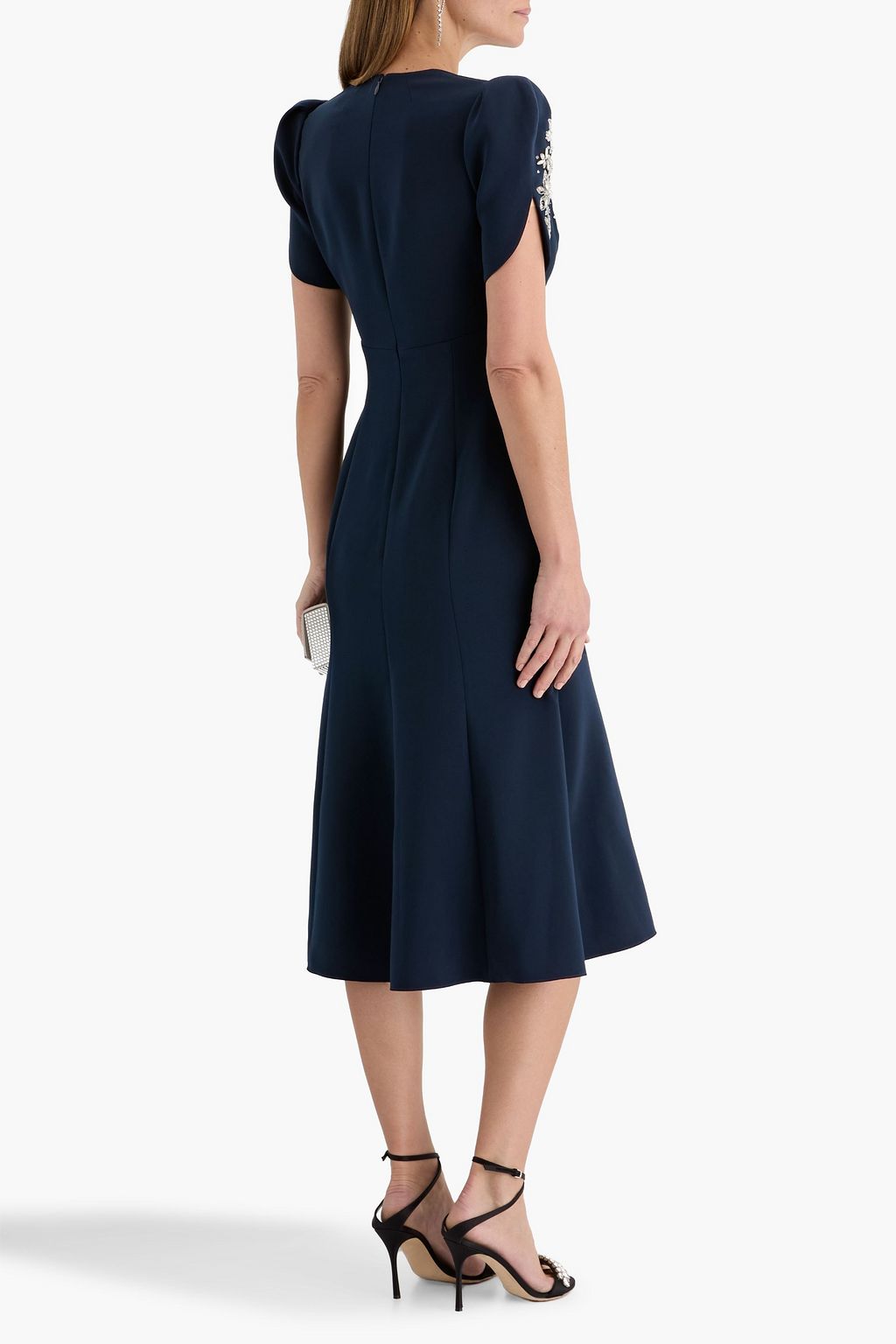 Jenny Packham Rose Bud embellished crepe midi dress - Women - Midnight blue Dresses - UK 8 Jenny Packham Rose Bud embellished crepe midi dress - Women - Midnight blue Dresses - UK 8