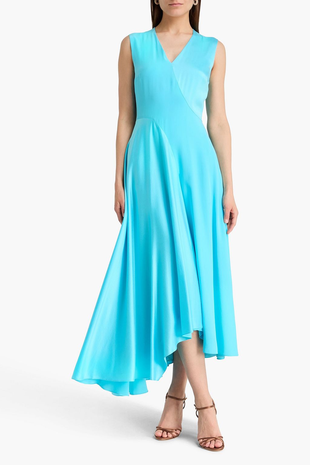 navy blue dress for baby girl Nina Asymmetry Pleated Halterneck Midi Dress - Beach Wedding Guest Dresses