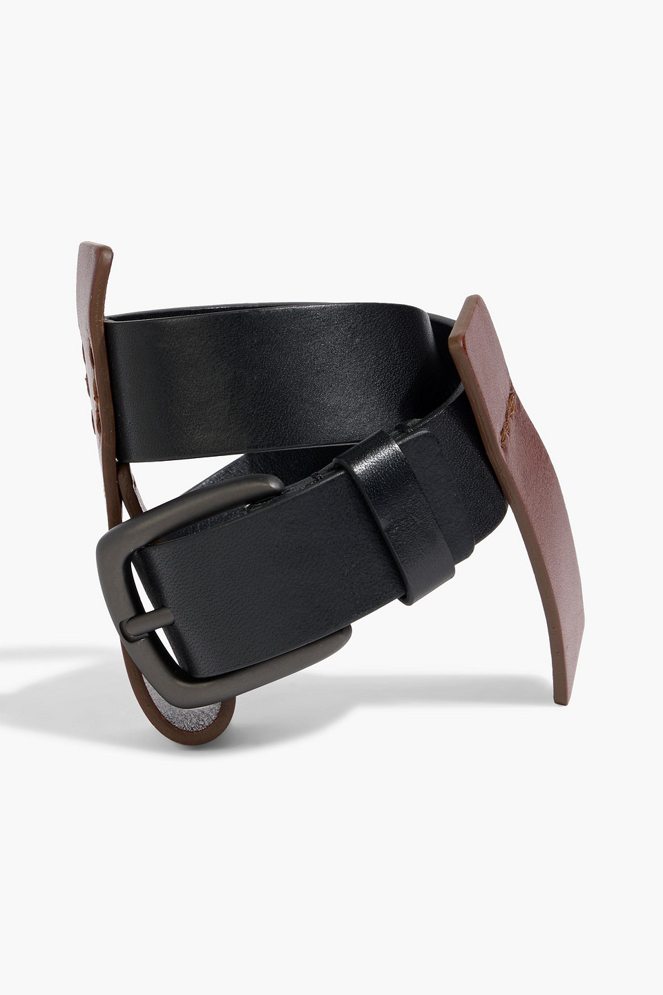 Tom Ford Gunmetal-tone And Leather Bracelet In Black