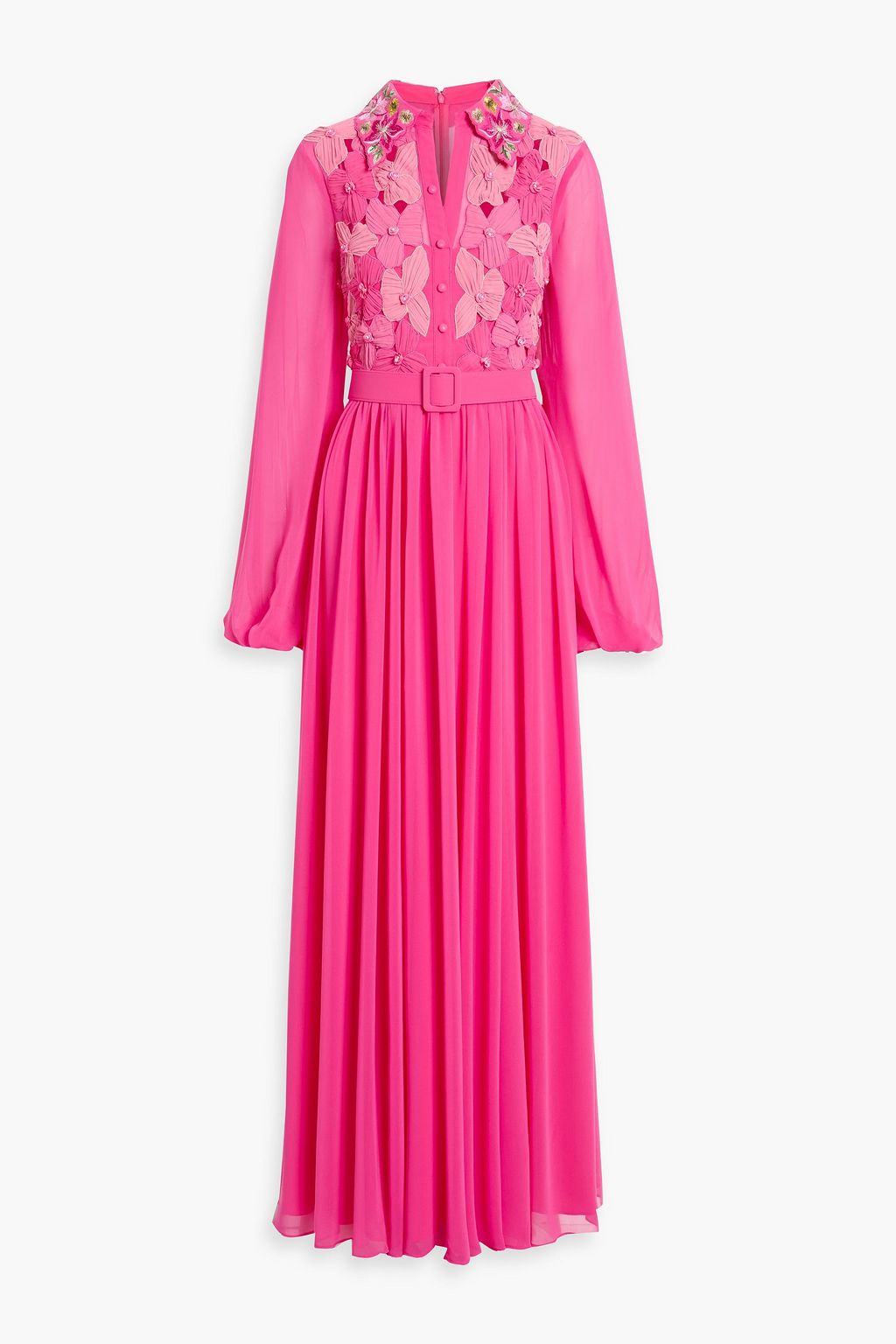 badgley mischka floral lace dress Badgley Mischka Floral Embroidered Lace Dress Blue main image 1