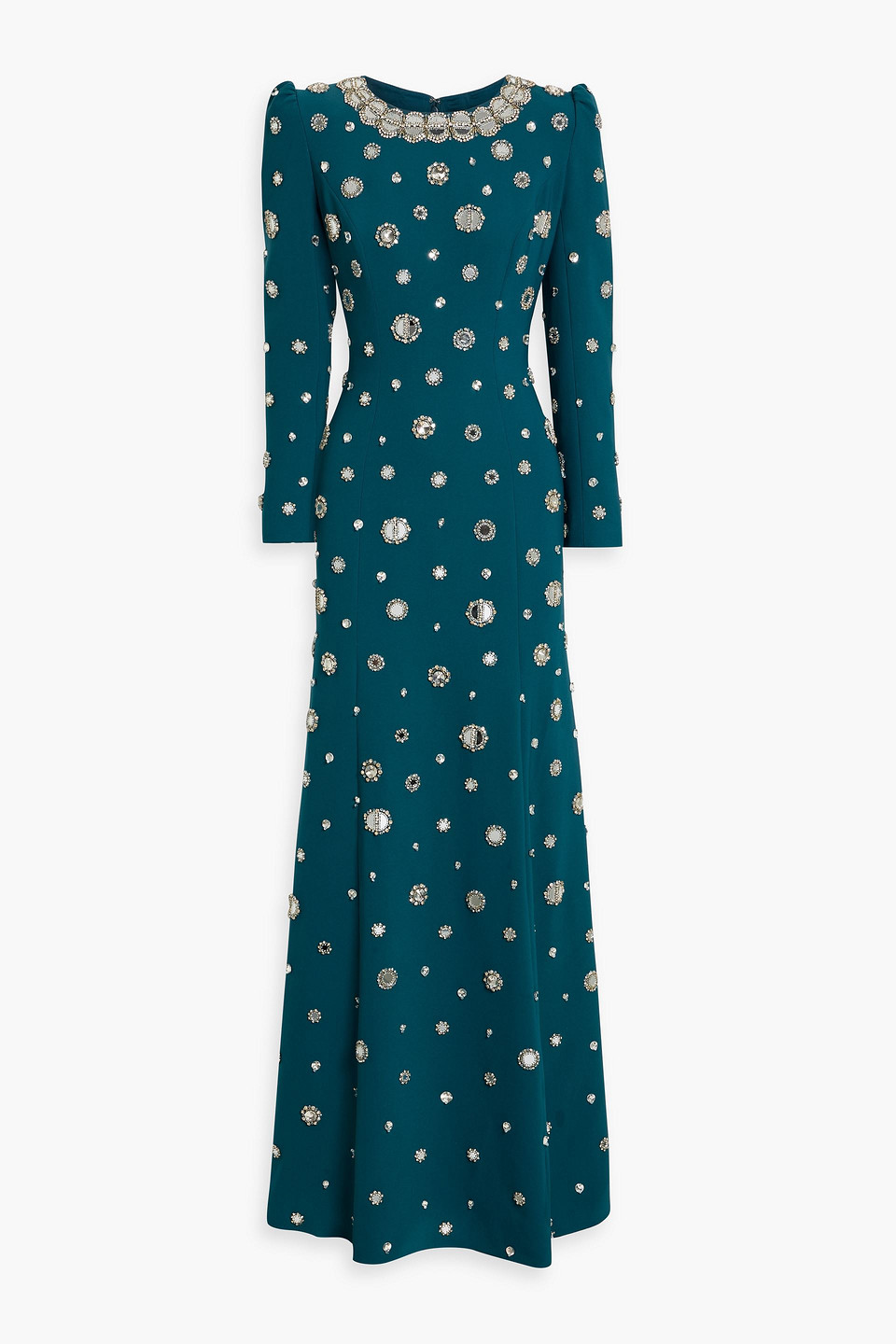 Jenny Packham Frency Embellished Crepe Gown In Blue