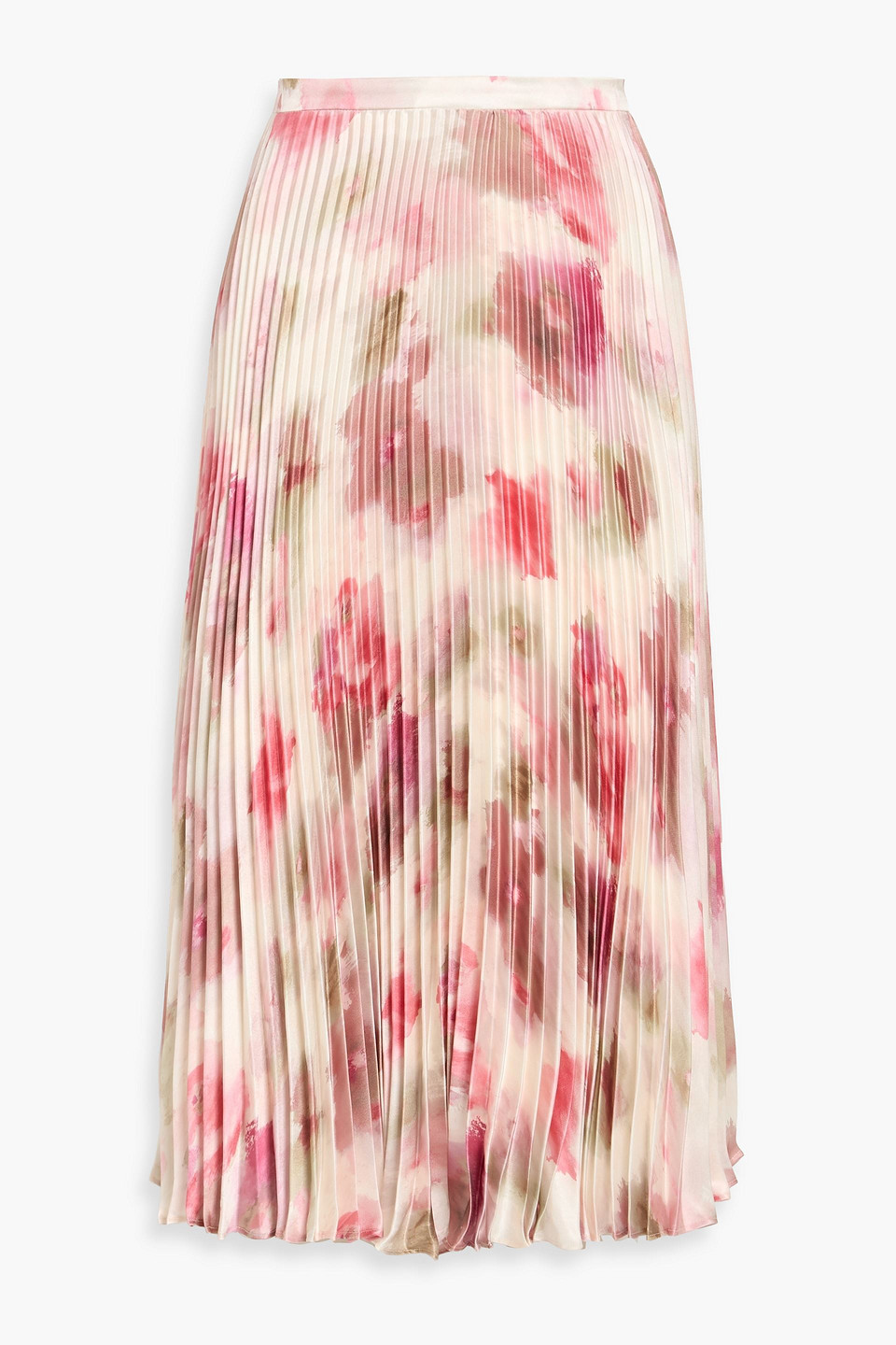 Mikael Aghal Pleated Floral-print Crepe De Chine Midi Skirt In Multi
