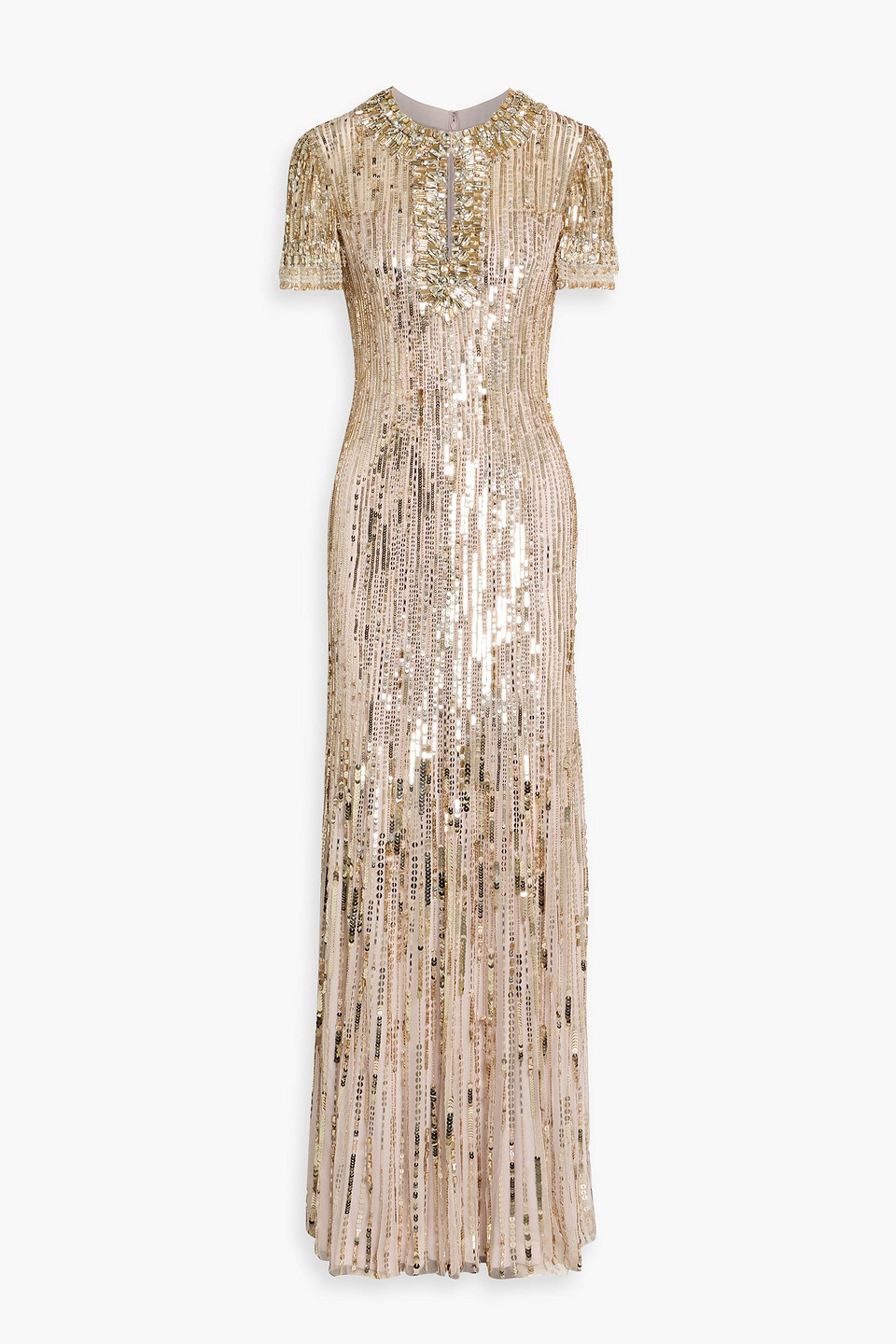jenny packham - nova embellished tulle gown - metallic - uk/au 12