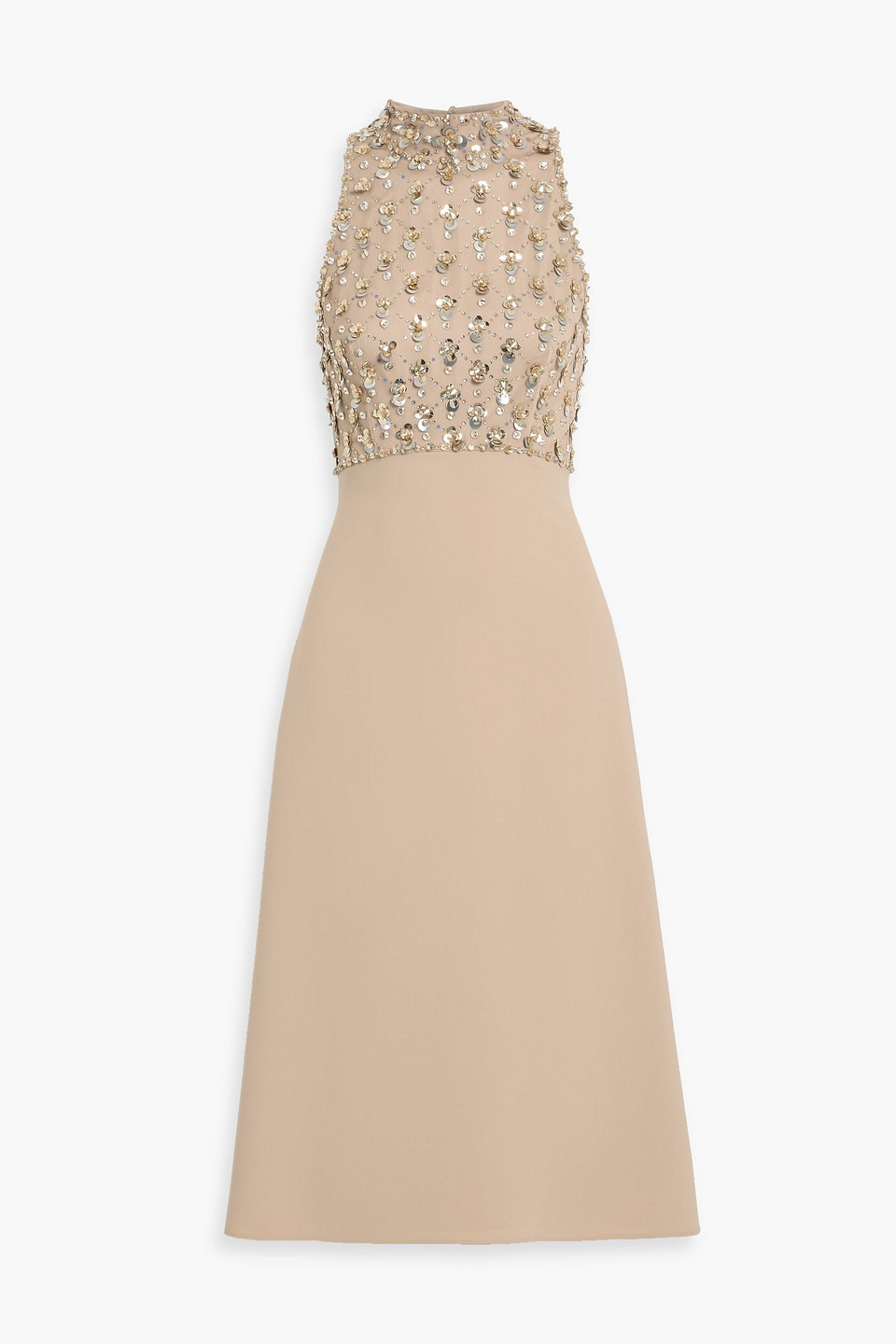 jenny packham - aurelia embellished tulle and crepe midi dress - neutral - uk 8
