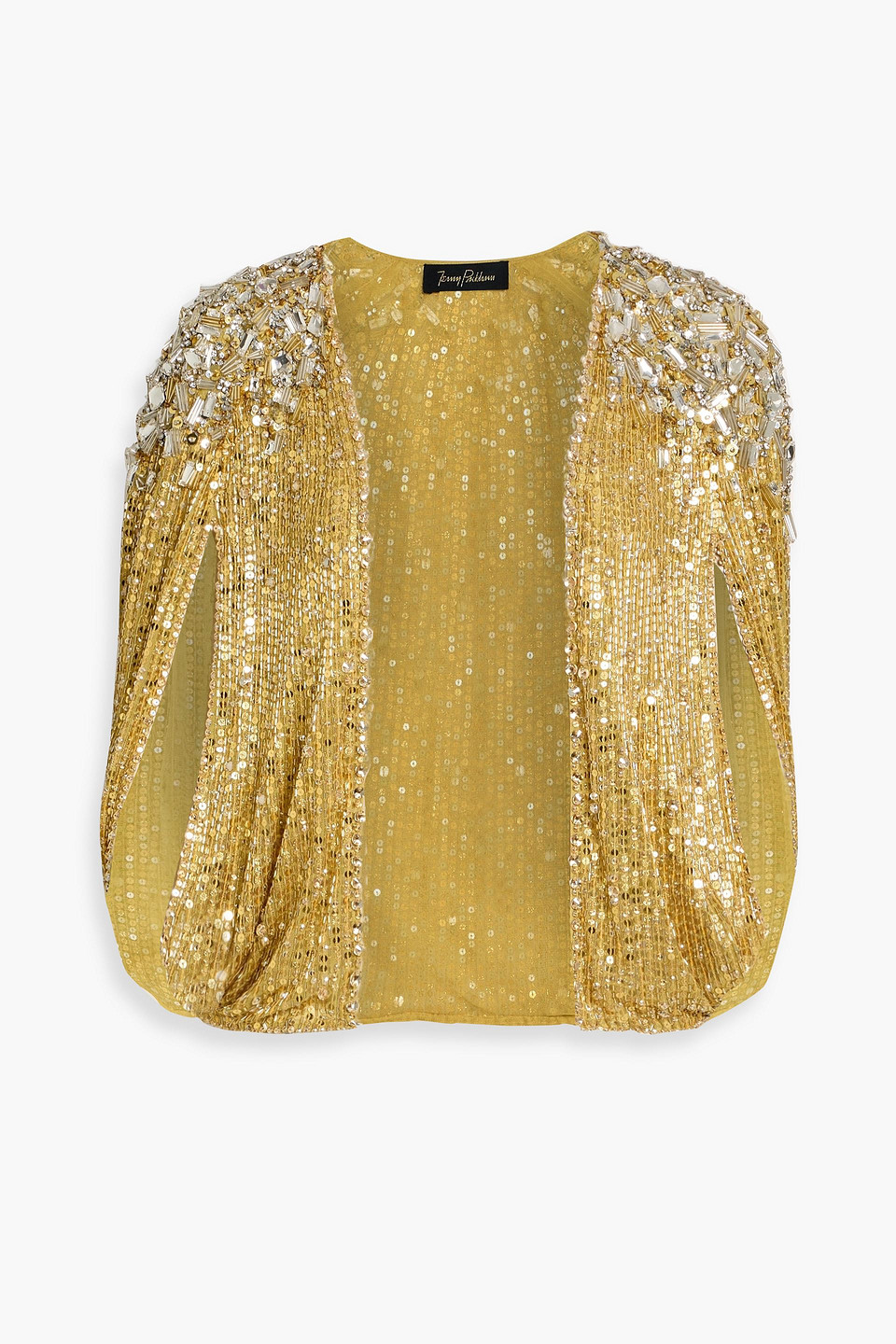 jenny packham - mina embellished tulle bolero - metallic - xl