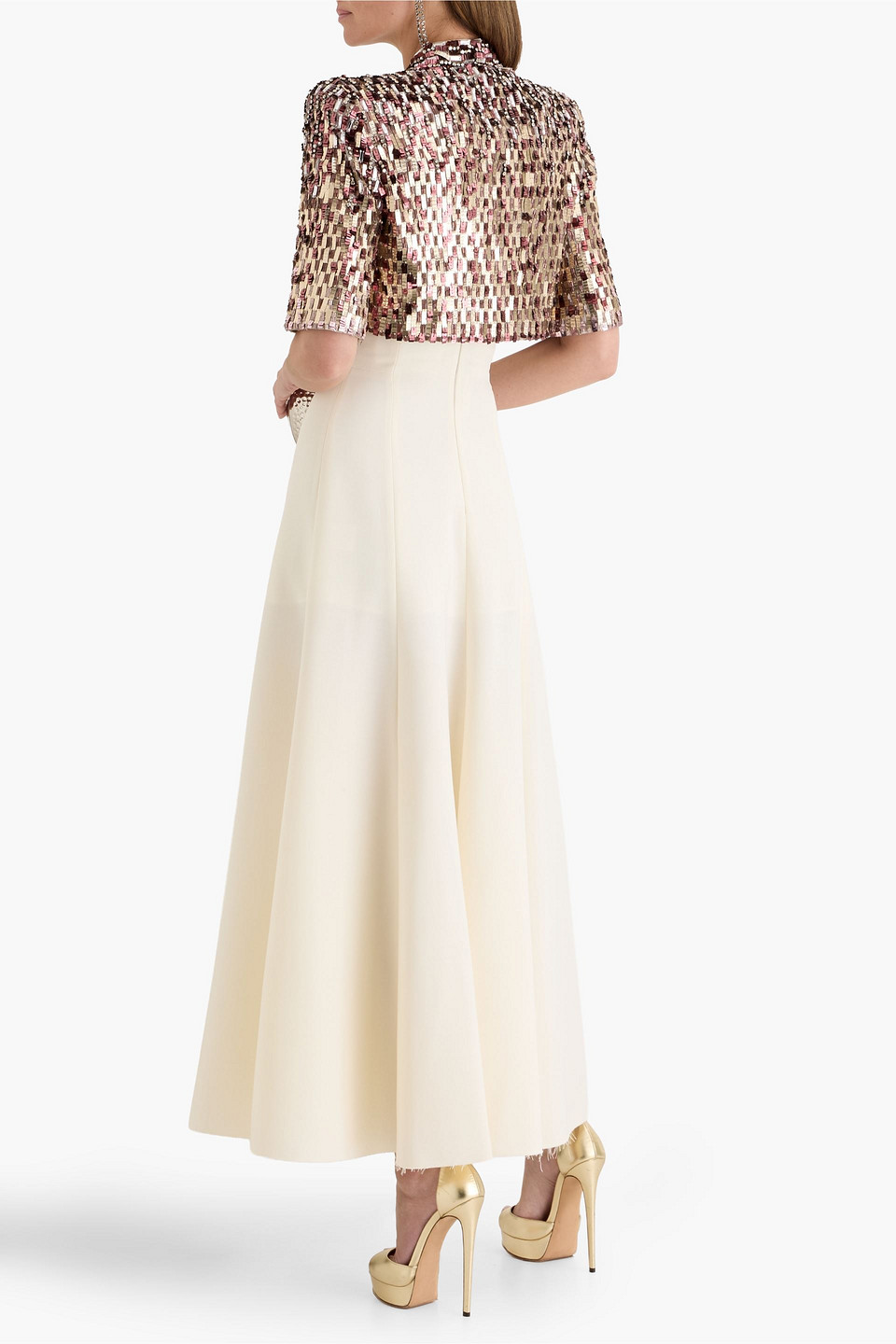  Jenny Packham - Verzierte Cropped Jacke „cristobel“ Aus Tüll - Metallic - Uk 12 