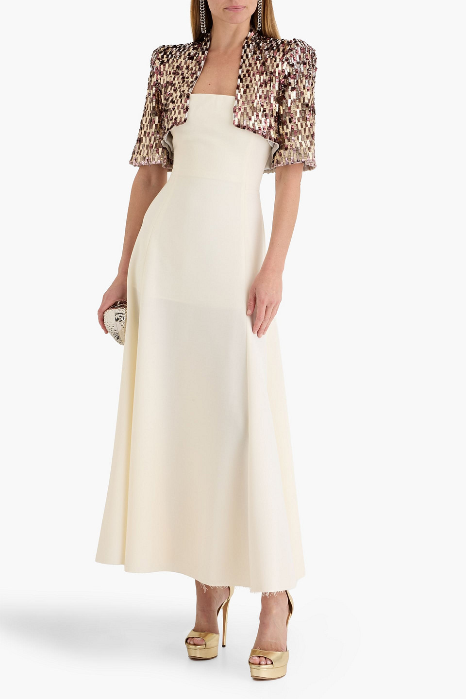 Jenny Packham - Verzierte Cropped Jacke „cristobel“ Aus Tüll - Metallic - Uk 12 