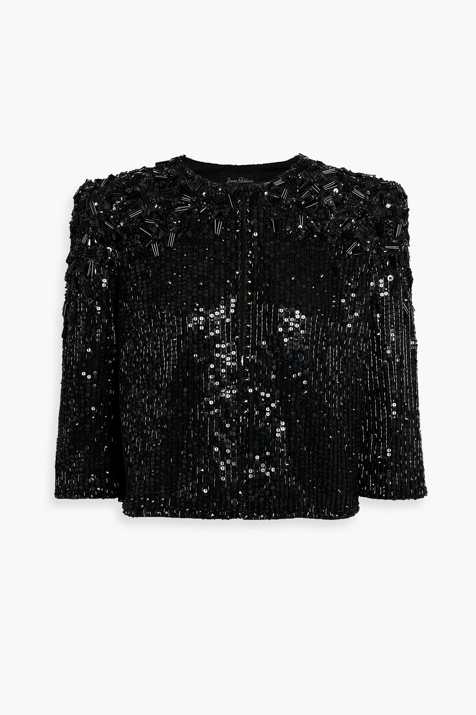 Jenny Packham Gaia Embellished Tulle Jacket In Black