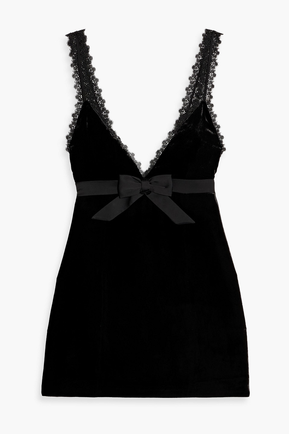 Ronny Kobo Emmi Lace-trimmed Silk-blend Velvet Mini Dress In Black