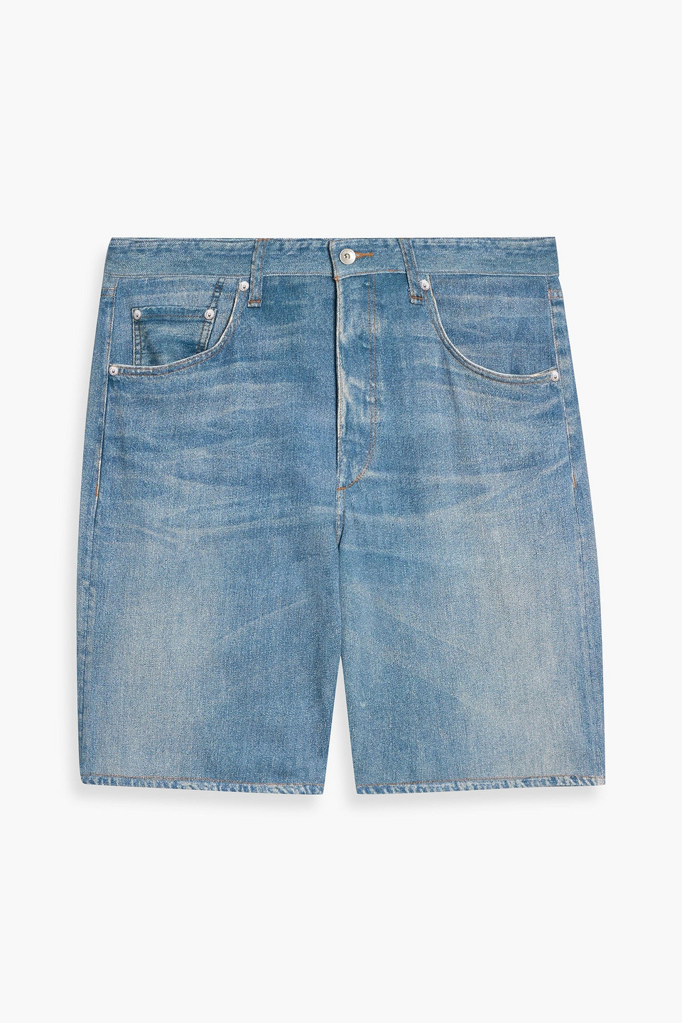 Rag & Bone Fit 4 Miramar Denim-effect Print French Cotton-terry Shorts In Blue