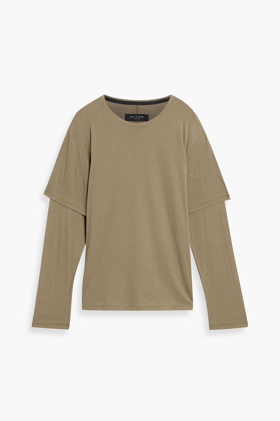 rag & bone - layered pima cotton-jersey t-shirt - green - s