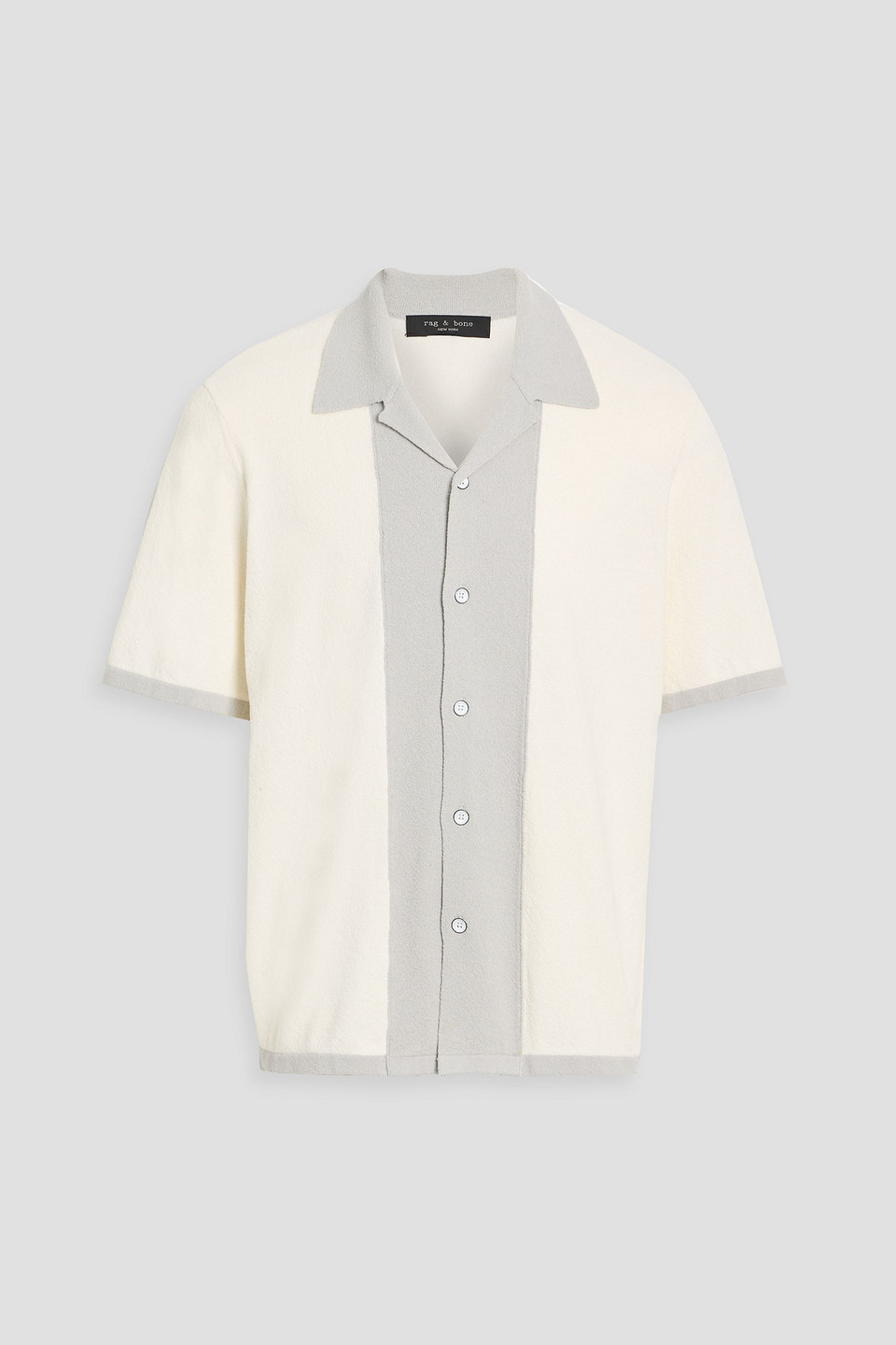 Rag & Bone Alan Two-tone Cotton-blend Terry Shirt In White