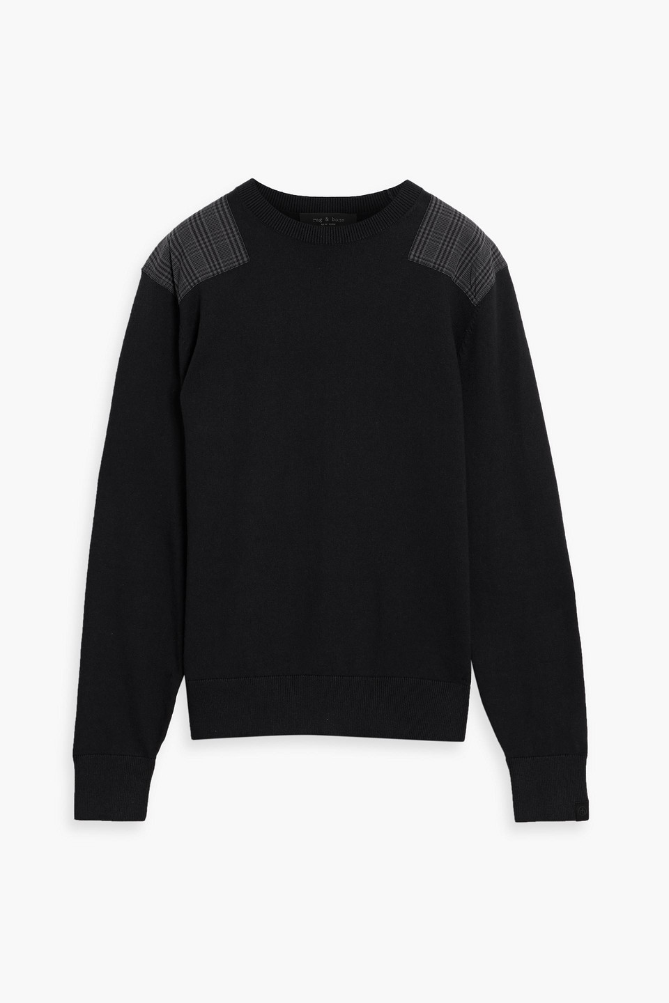 Rag & Bone Marco Checked Flannel And Cotton-blend Sweater In Black
