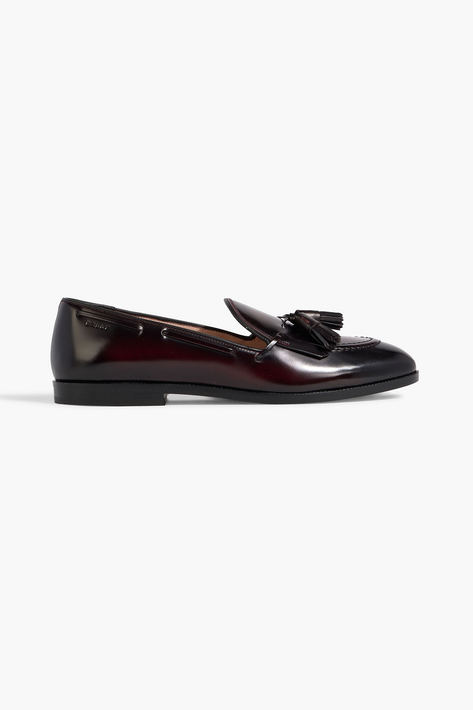 bally - ethon tasseled glossed-leather loafers - burgundy - eu 36