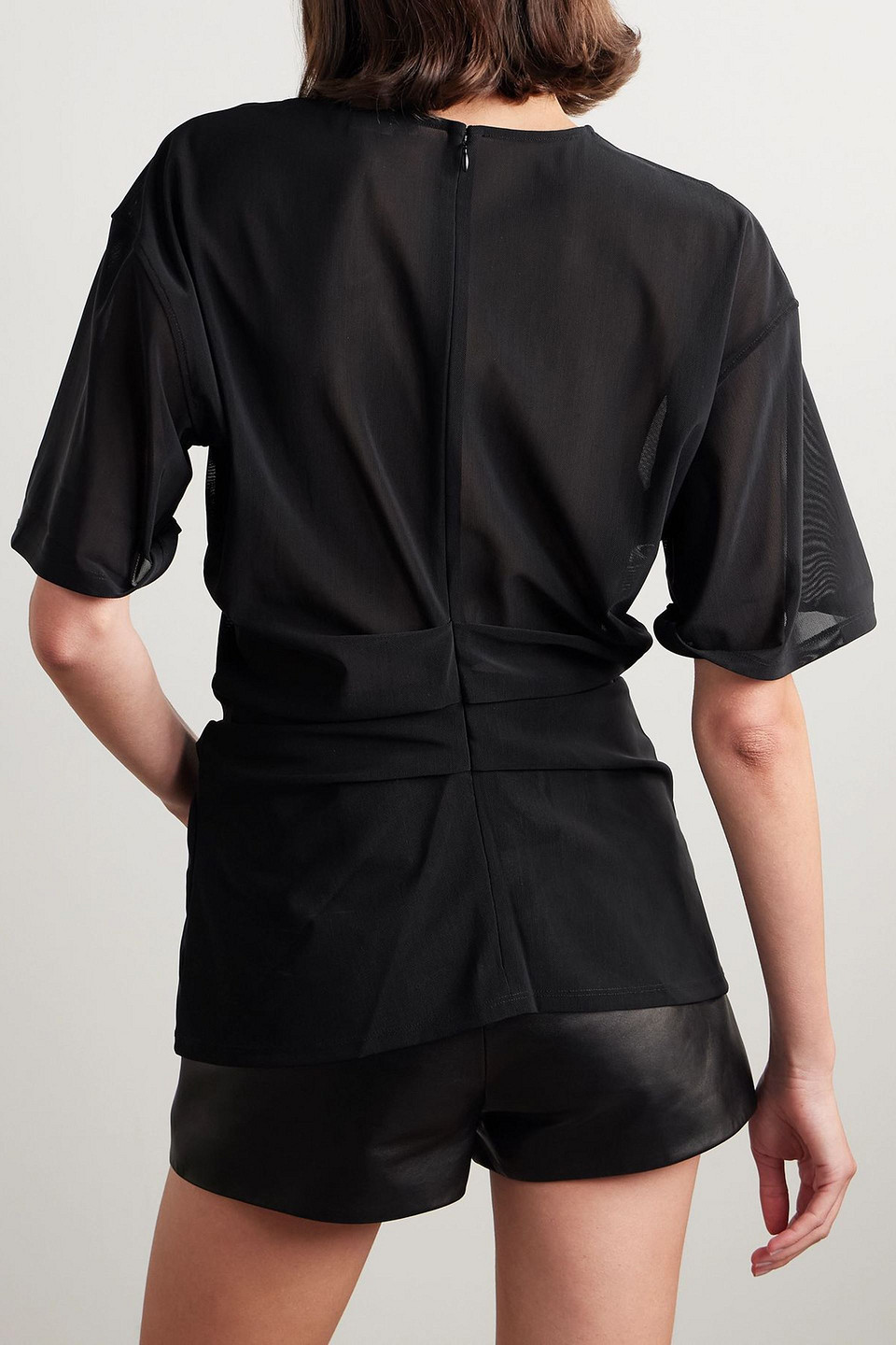 Acne Studios Gathered Mesh T-shirt In Black