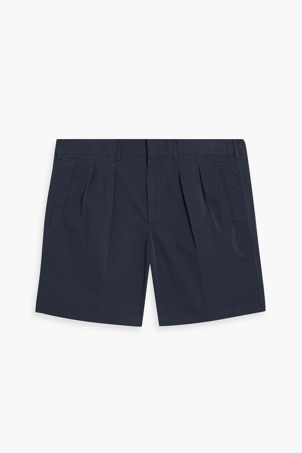 Tom Ford Pleated Cotton And Silk-blend Shorts In Blue