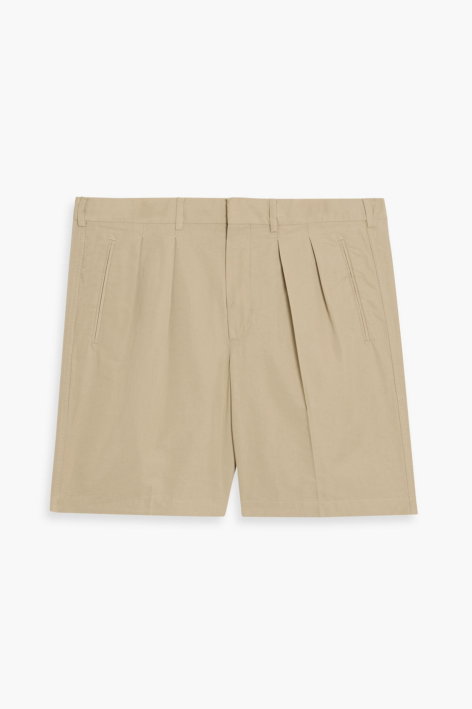 tom ford - straight-leg pleated cotton and silk-blend poplin shorts - green - 30