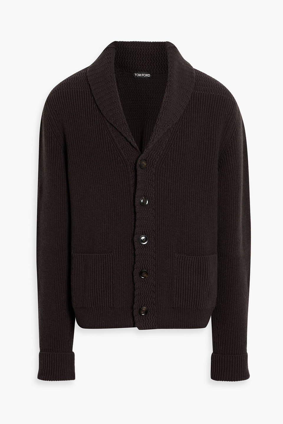 tom ford - ribbed cashmere cardigan - brown - it 52