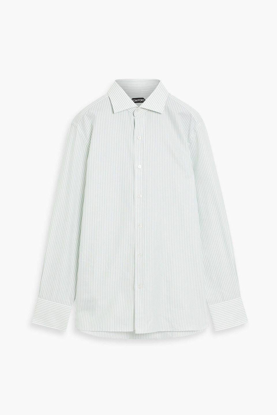 tom ford - striped cotton-jacquard shirt - green - eu 44