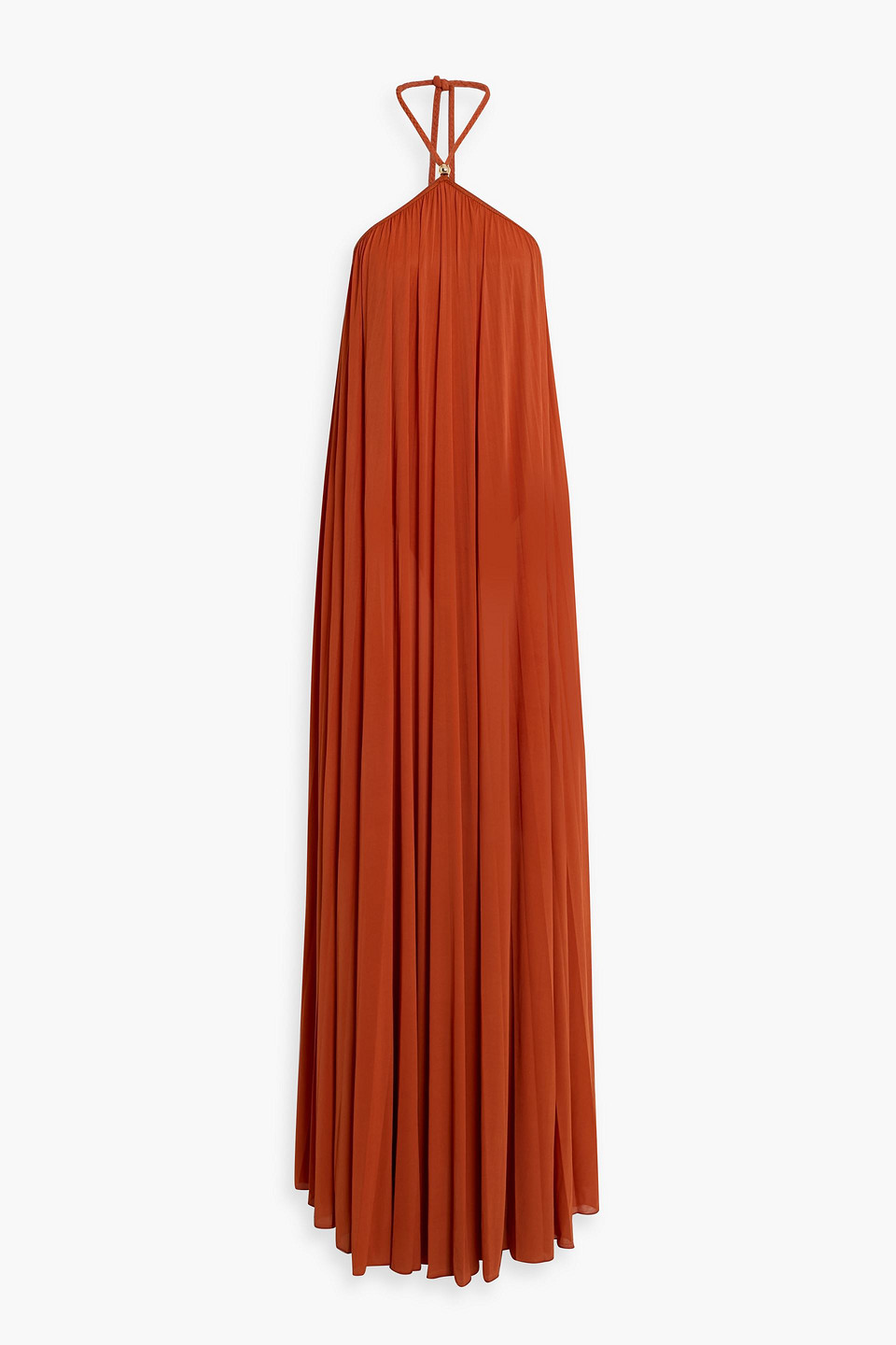 ronny kobo - crystal stretch-jersey halterneck maxi dress - brown - xs