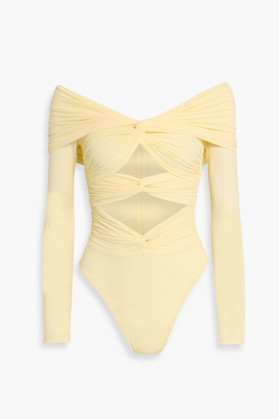 ronny kobo - fitz cutout twisted stretch-jersey bodysuit - yellow - m