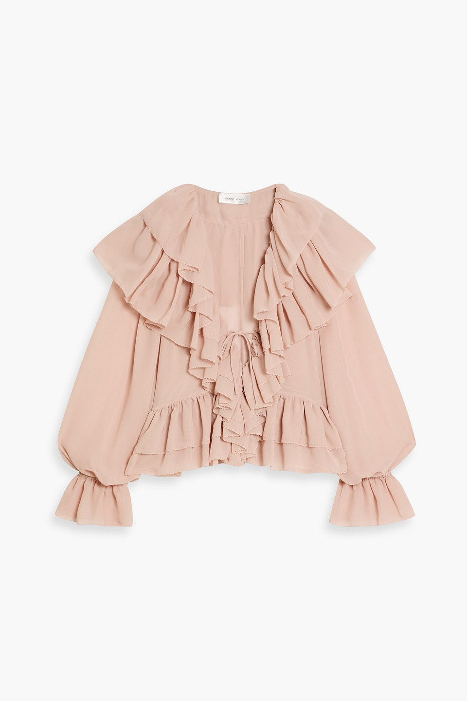 ronny kobo - soraya ruffled chiffon top - pink - xl