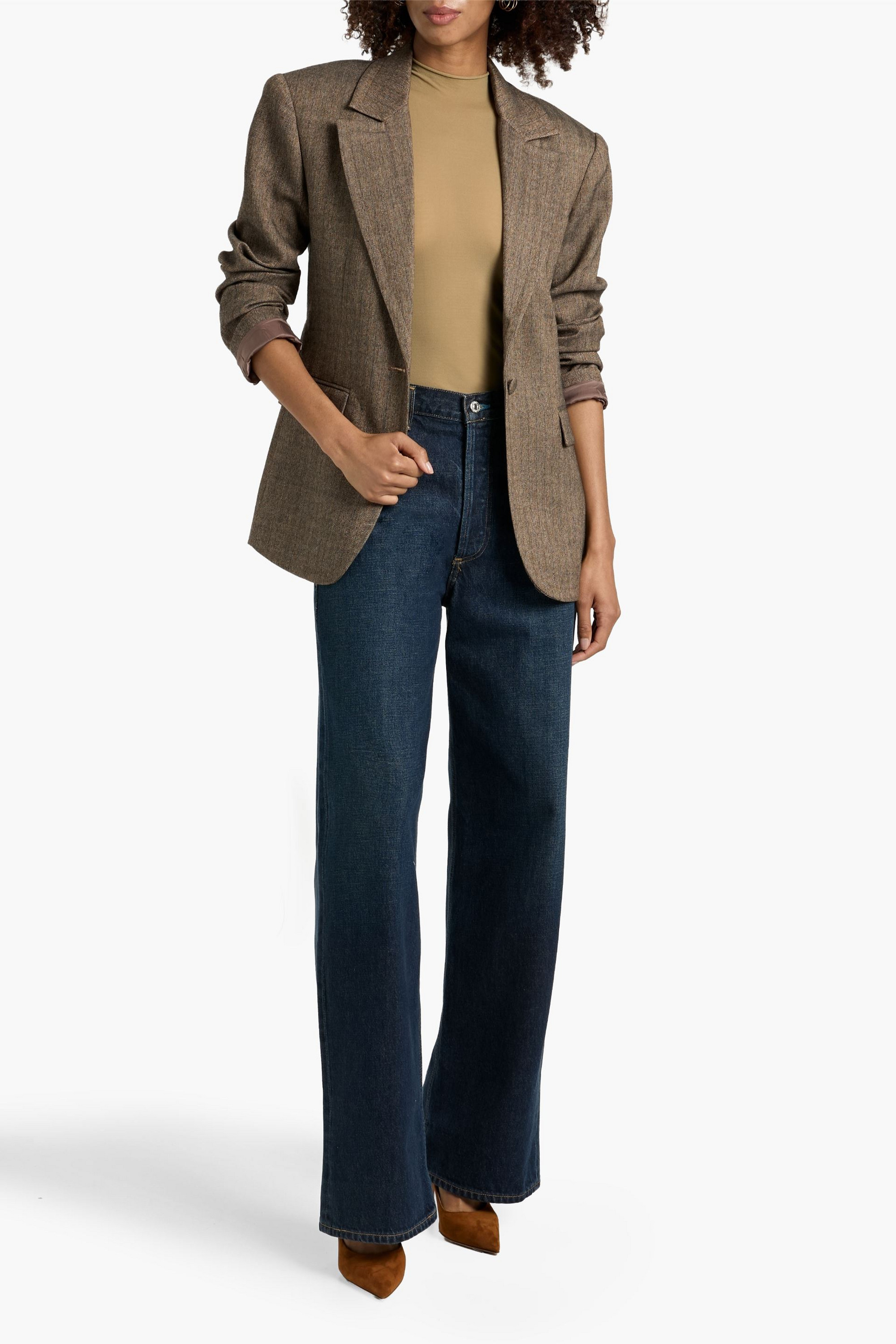 Ronny Kobo Birch herringbone tweed blazer