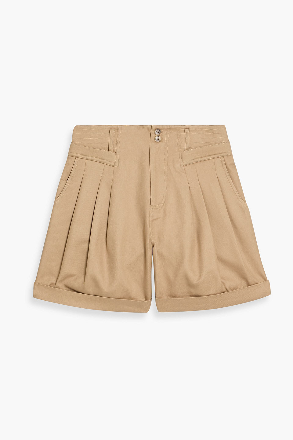 Ronny Kobo Lizzie Pleated Cotton-twill Shorts In Neutral
