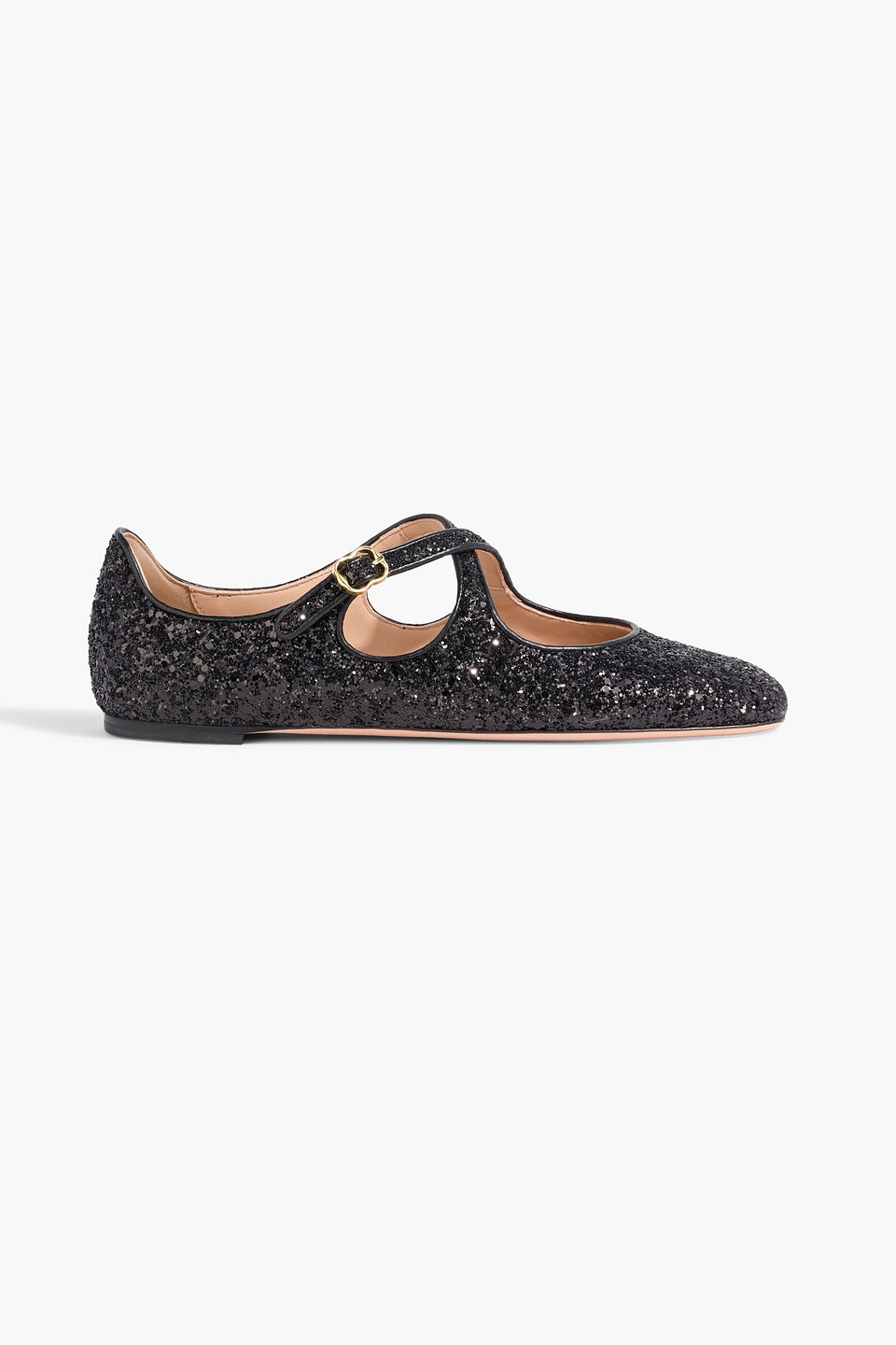 bally - byntia leather glittered ballet flats - black - eu 36