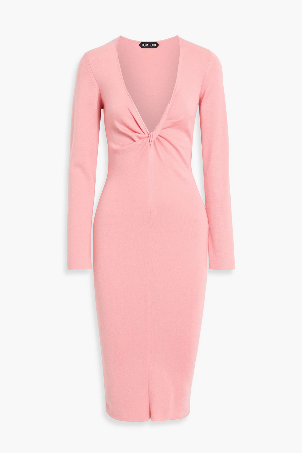 Tom Ford Twisted Cashmere And Silk-blend Midi Dress In Pink