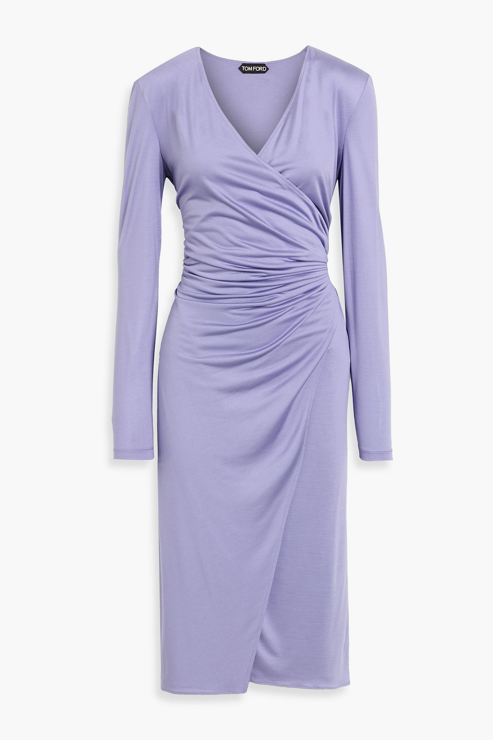 tom ford - draped silk-jersey midi wrap dress - purple - it 40