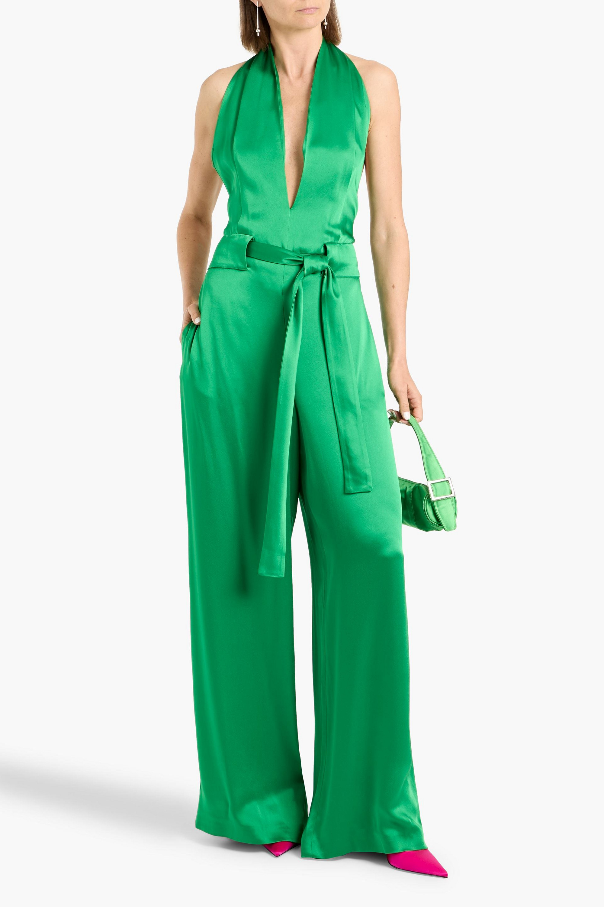 Tom Ford Satin halterneck wide-leg jumpsuit