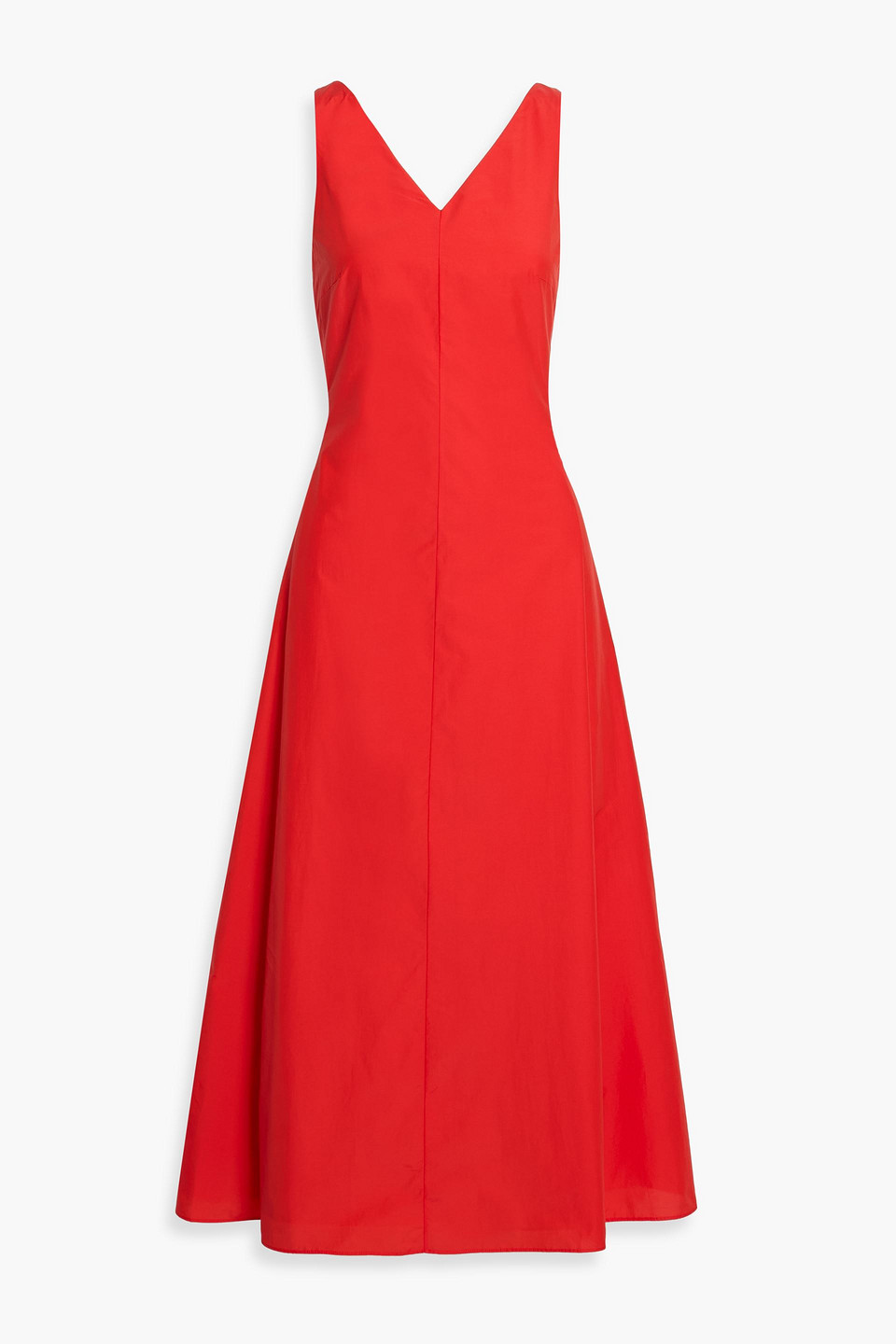 theory - cutout cotton-blend poplin midi dress - red - m
