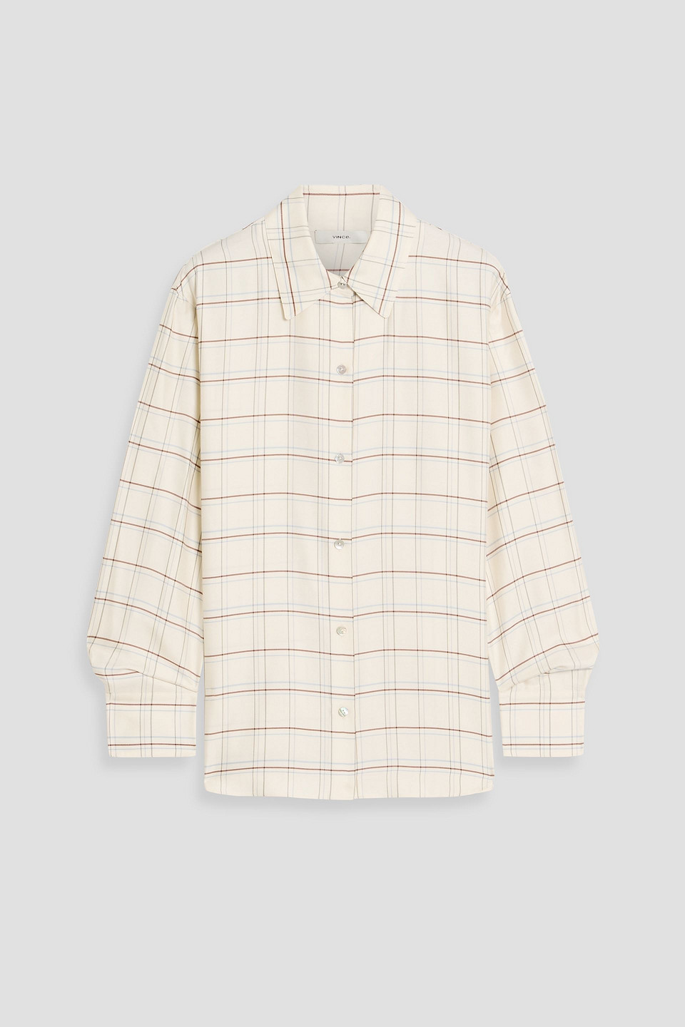 vince. - checked twill shirt - white - xs
