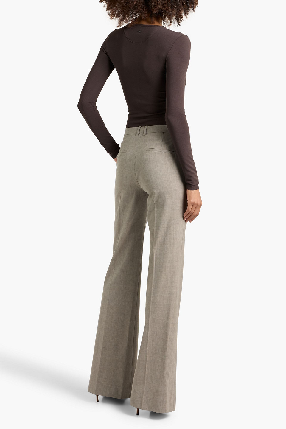 Theory Wool-blend Flared Pants In Brown