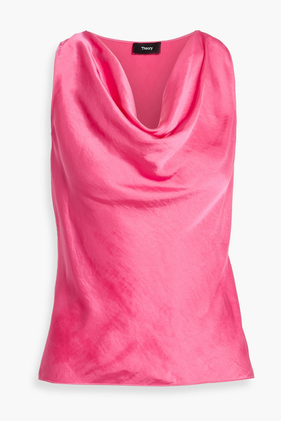 theory - draped satin top - pink - xs