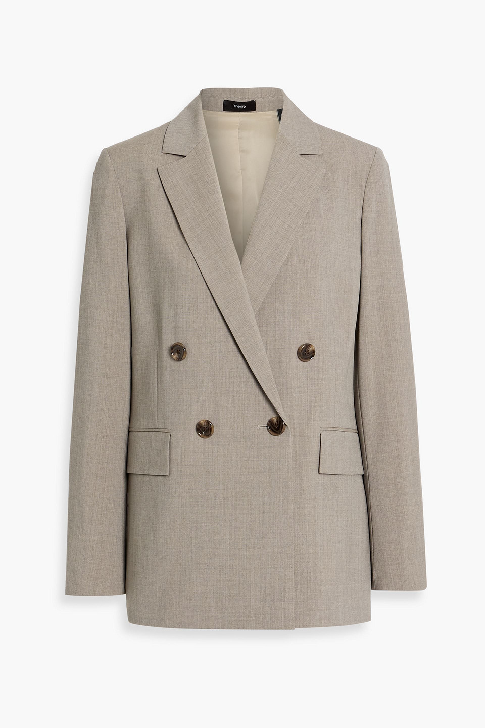 theory - double-breasted wool-blend blazer - neutral - us 00