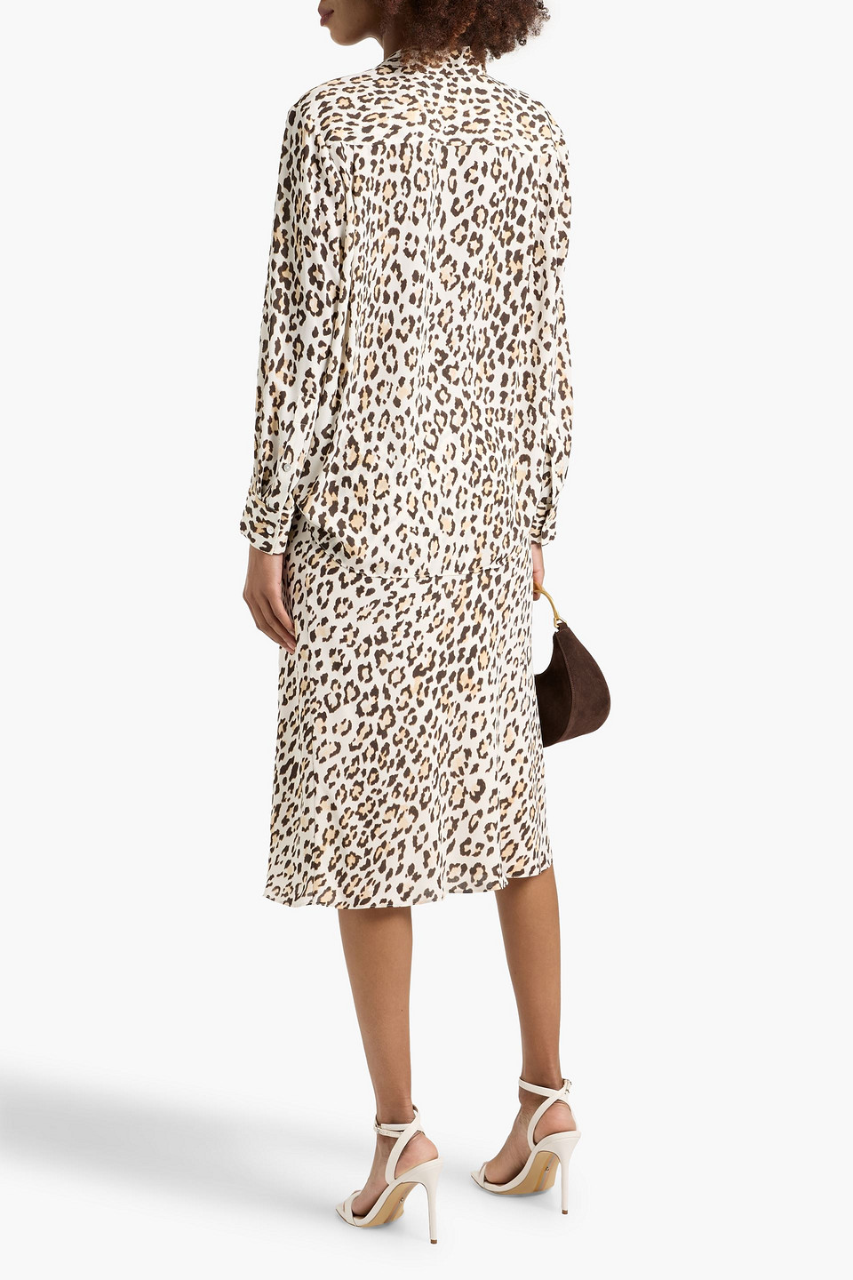 Theory Leopard-print Satin-crepe Shirt In Multi