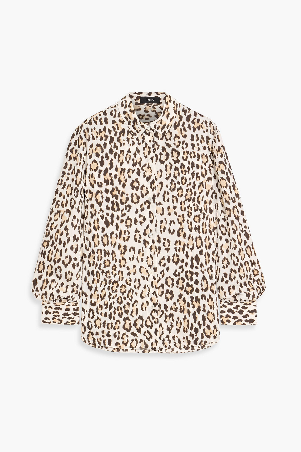 theory - leopard-print satin-crepe shirt - animal print - l