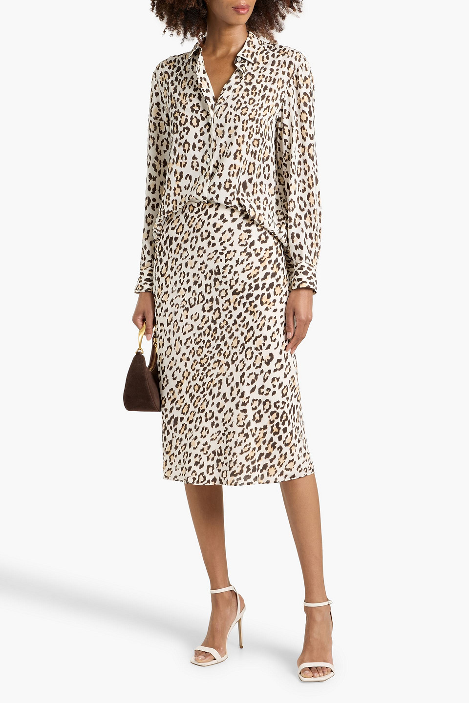 Theory Leopard-print Satin-crepe Shirt In Multi
