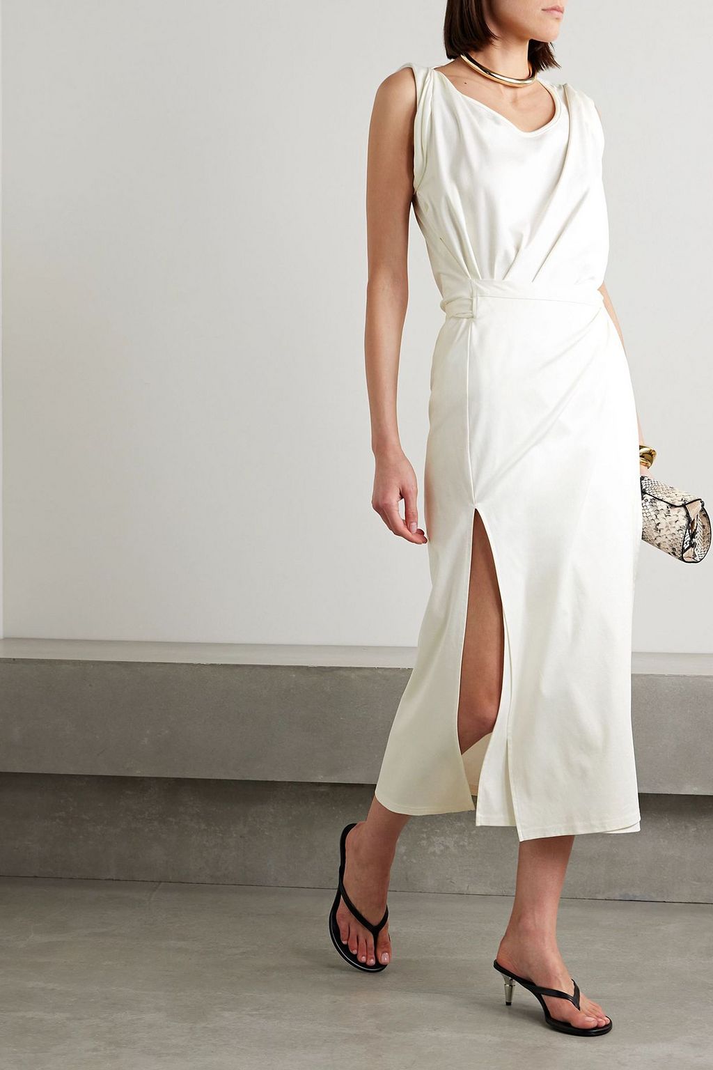 PROENZA SCHOULER Lynn gathered cotton-jersey midi wrap dress | THE OUTNET