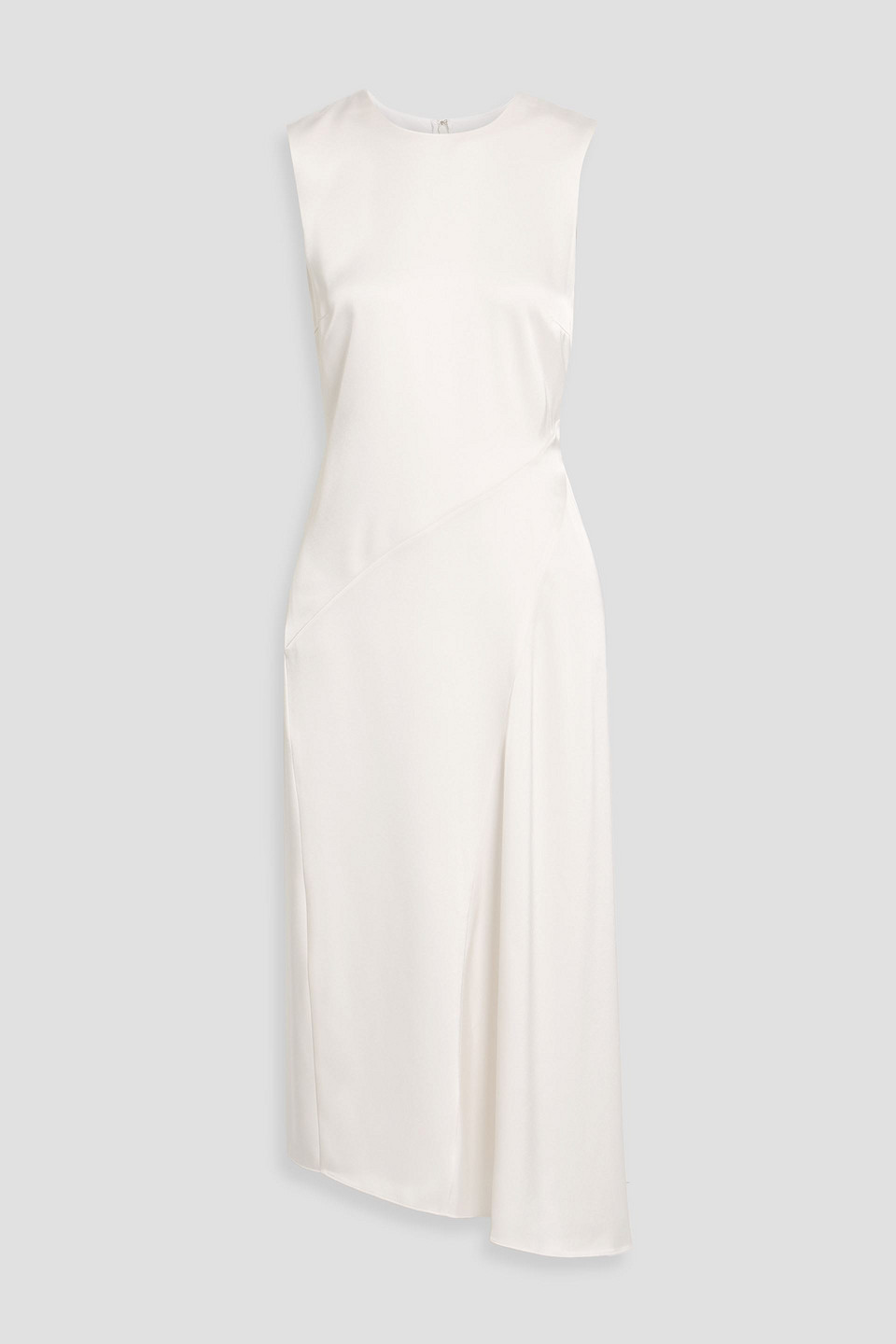 theory - asymmetric satin midi dress - white - us 8