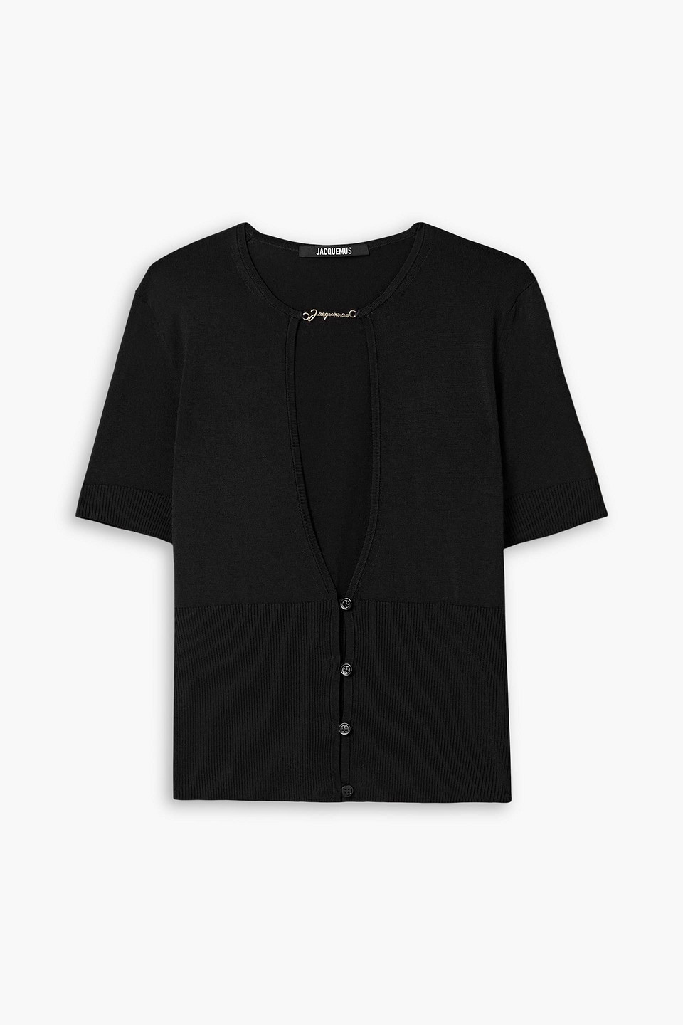 jacquemus - pralù embellished cutout knitted top - black - fr 34