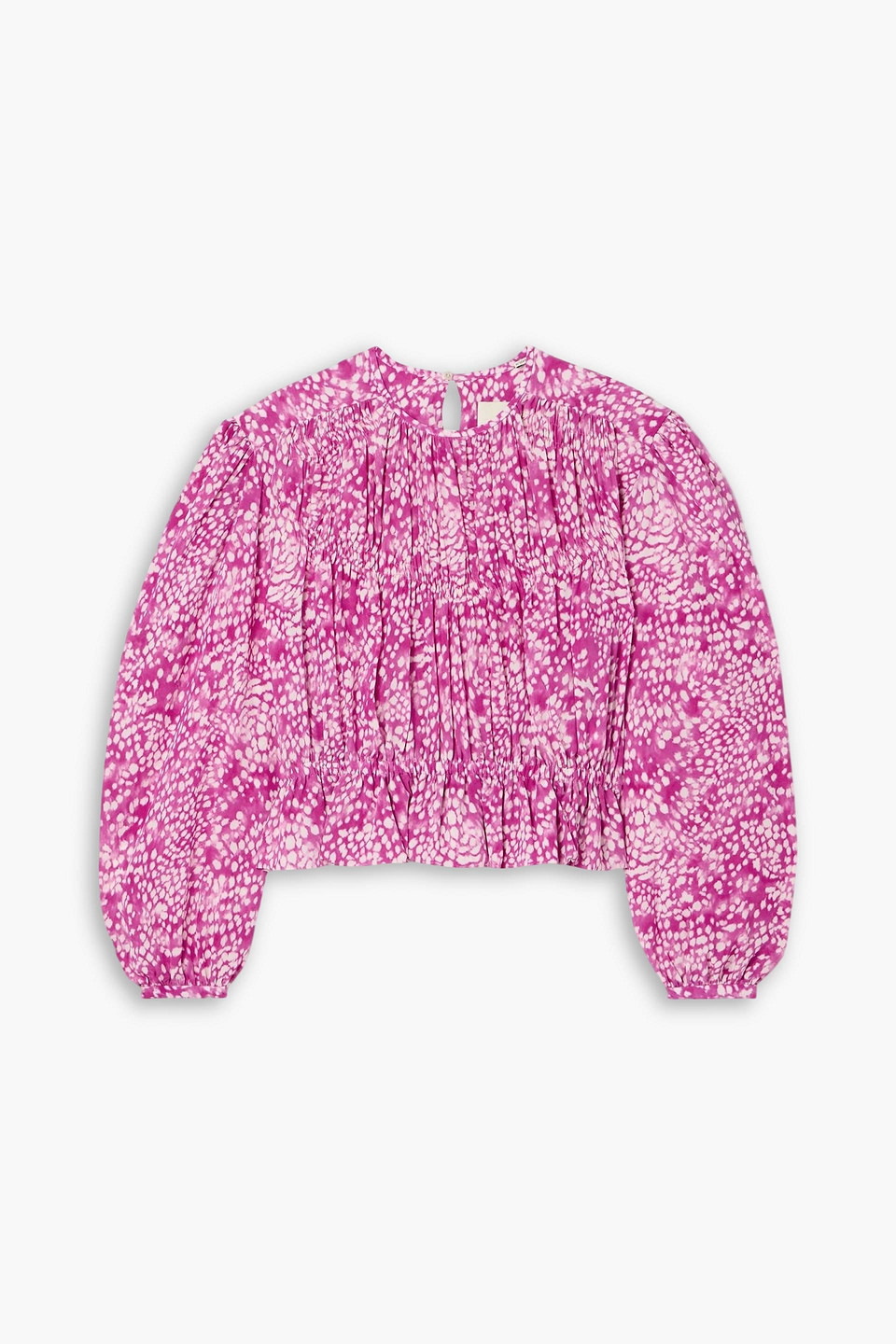 isabel marant - gelina gathered printed silk-blend crepe blouse - purple - fr 34