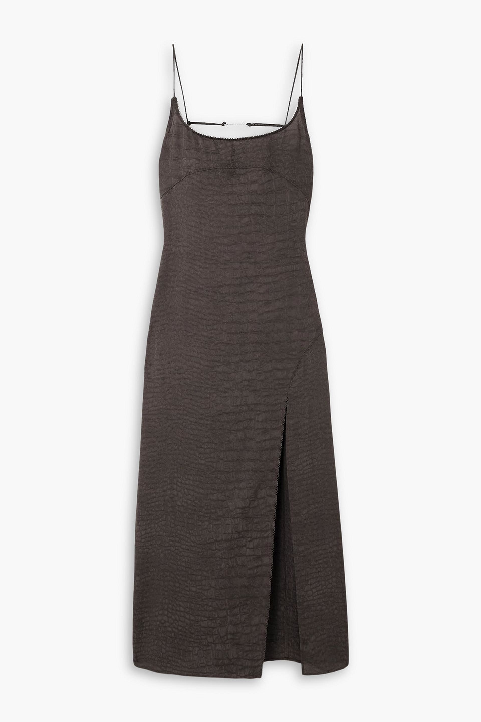 jacquemus - notte embellished croc-effect crepe midi dress - brown - fr 34