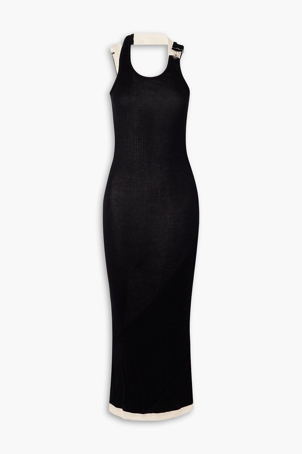 JEAN PAUL GAULTIER Layered buckled ribbed cotton-jersey maxi dress | THE  OUTNET