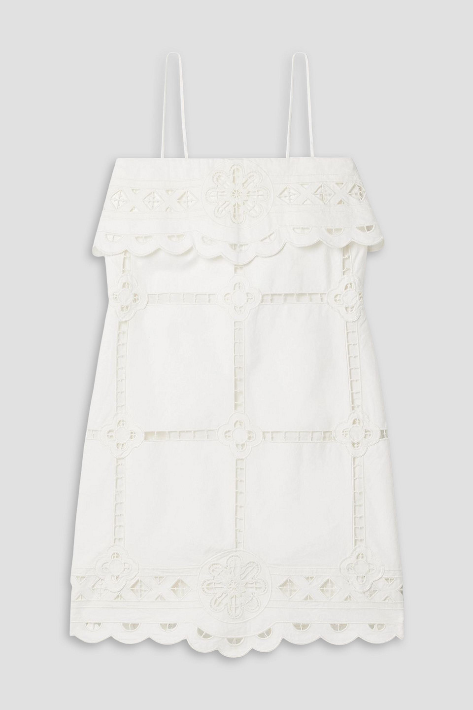 isabel marant - parvedy broderie anglaise cotton-poplin mini dress - white - fr 40