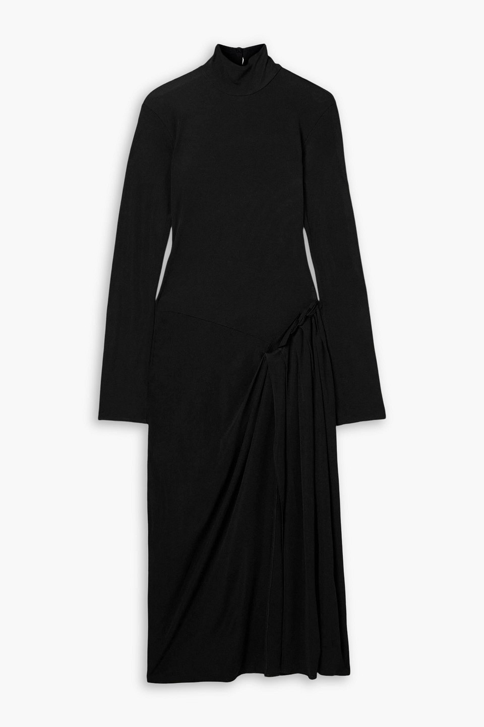 16arlington - vento pleated draped jersey midi dress - black - uk 10